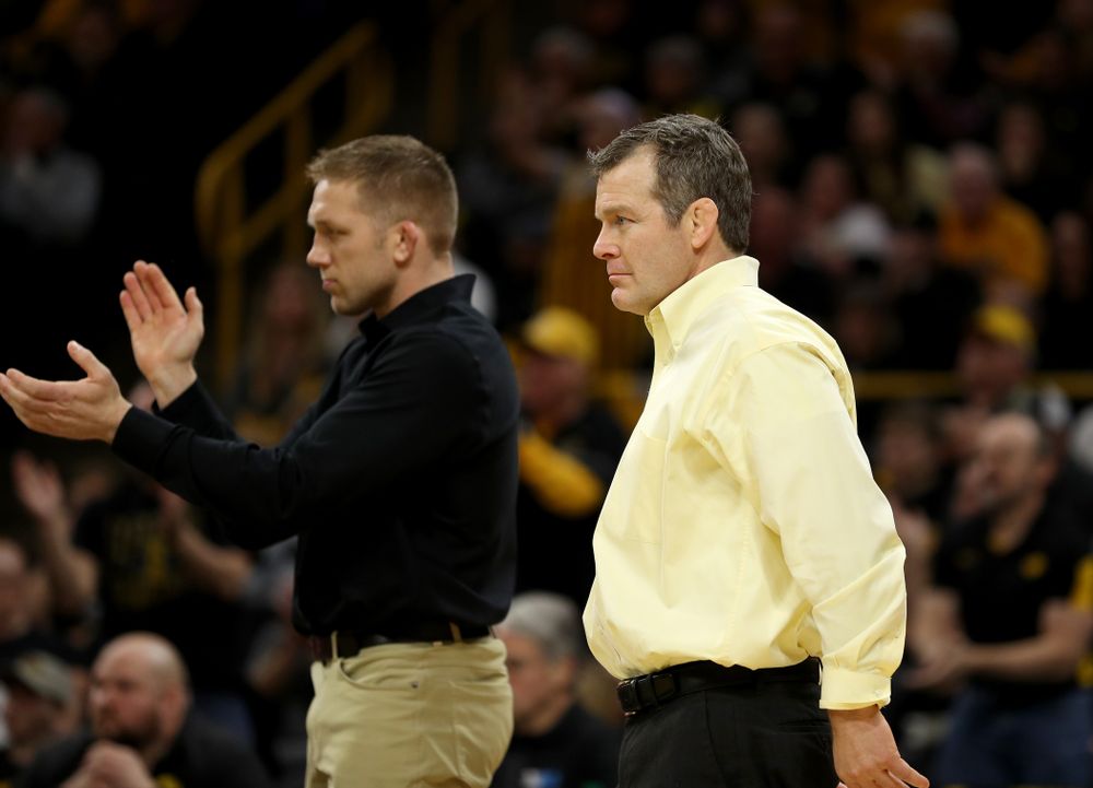 Iowa’s Alex Marinelli wrestles Penn State’s Vincenzo Joseph at 165 pounds Friday, January 31, 2020 at Carver-Hawkeye Arena. (Brian Ray/hawkeyesports.com)