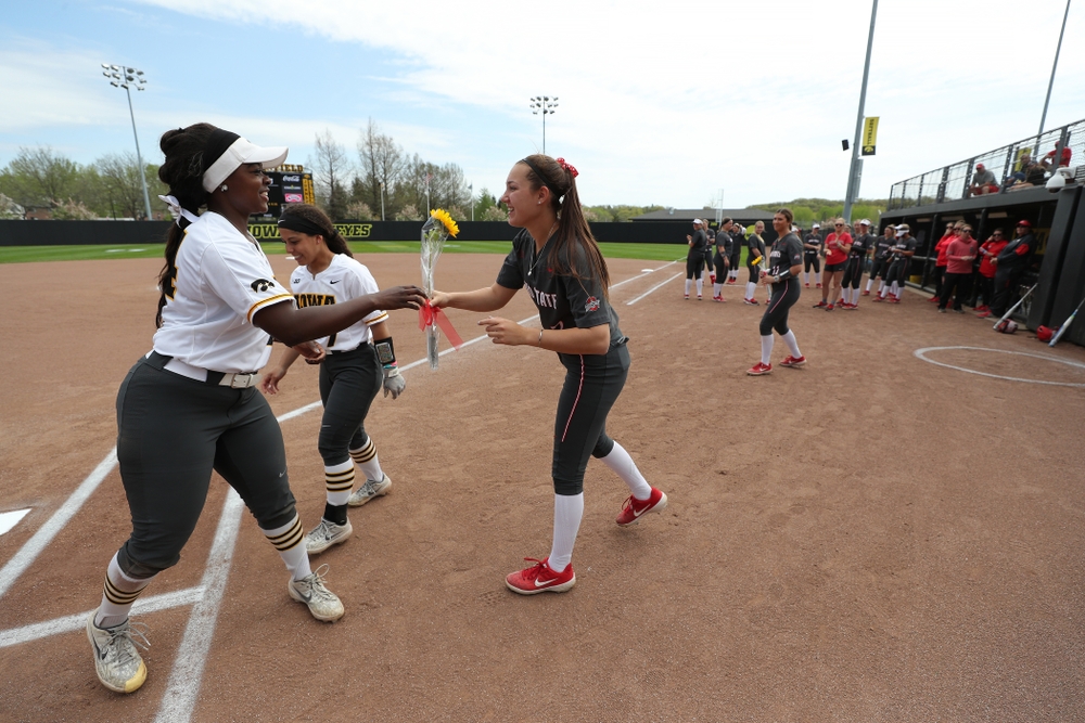 Iowa Hawkeyes DoniRae Mayhew (24) against the Ohio State Buckeyes on senior day Sunday, May 5, 2019 at Pearl Field. (Brian Ray/hawkeyesports.com)