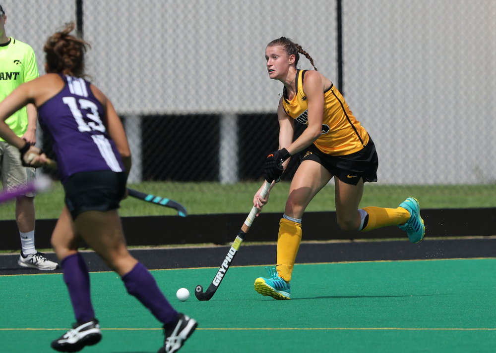 Iowa Hawkeyes Esme Gibson (15) during an exhibition game against Northwestern Saturday, August 24, 2019 at Grant Field. (Brian Ray/hawkeyesports.com)