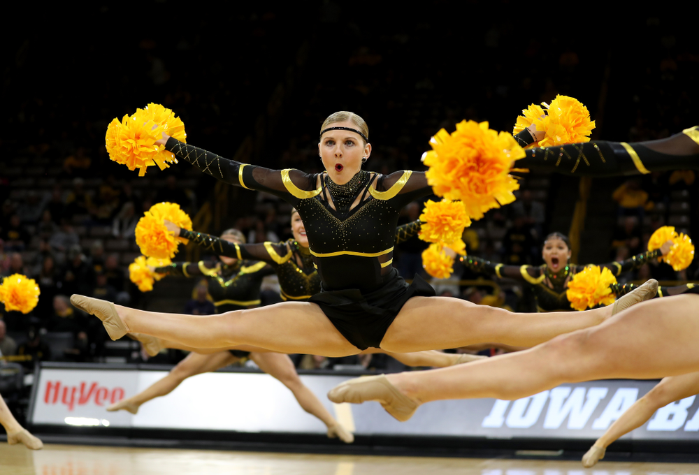 The Iowa Dance Team performs at halftime of the Iowa Hawkeyes game against the Maryland Terrapins Friday, January 10, 2020 at Carver-Hawkeye Arena. (Brian Ray/hawkeyesports.com)