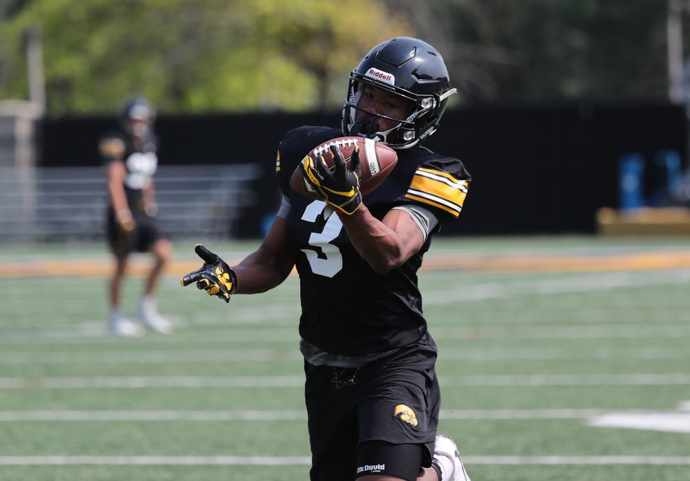 Iowa Hawkeyes wide receiver Tyrone Tracy Jr. (3) during the third practice of fall camp Sunday, August 5, 2018 at the Kenyon Football Practice Facility. (Brian Ray/hawkeyesports.com)