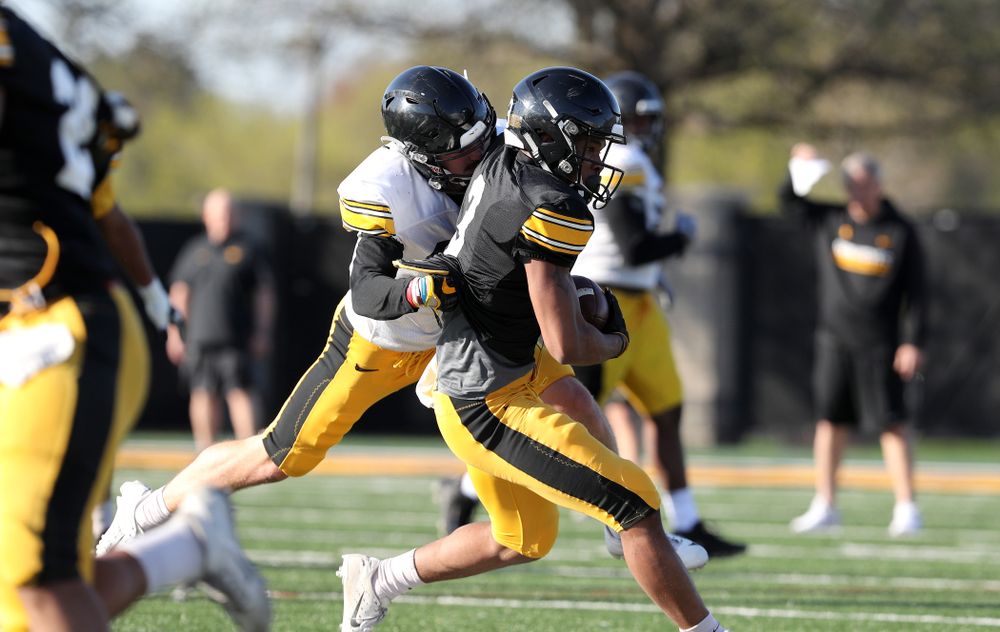 Iowa Hawkeyes wide receiver Tyrone Tracy Jr. (3) during the teamÕs final spring practice Friday, April 26, 2019 at the Kenyon Football Practice Facility. (Brian Ray/hawkeyesports.com)