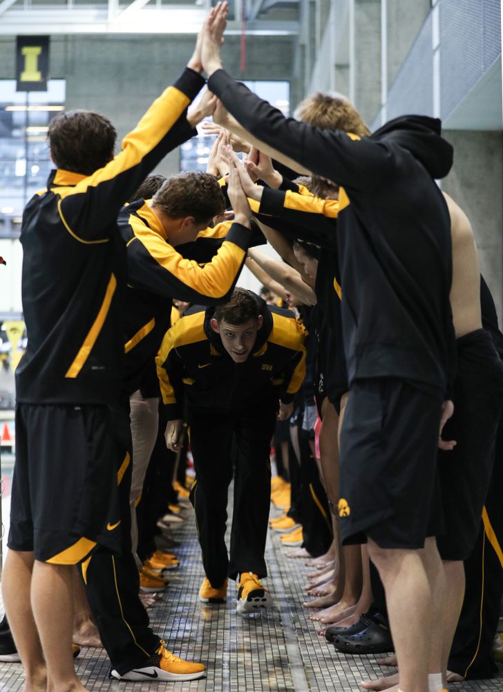 Jack Smith is introduced during senior day before a double dual against Wisconsin and Northwestern Saturday, January 19, 2019 at the Campus Recreation and Wellness Center. (Brian Ray/hawkeyesports.com)