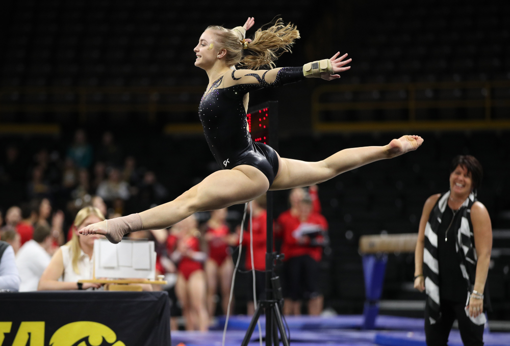 Iowa's Lauren Guerin competes on the floor during their meet against Southeast Missouri State Friday, January 11, 2019 at Carver-Hawkeye Arena. (Brian Ray/hawkeyesports.com)