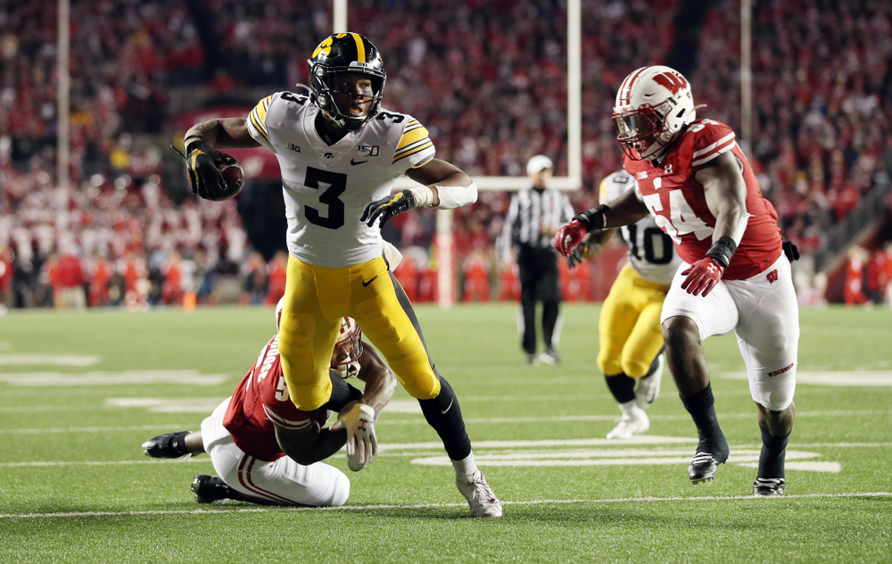 Iowa Hawkeyes wide receiver Tyrone Tracy Jr. (3) against the Wisconsin Badgers Saturday, November 9, 2019 at Camp Randall Stadium in Madison, Wisc. (Brian Ray/hawkeyesports.com)