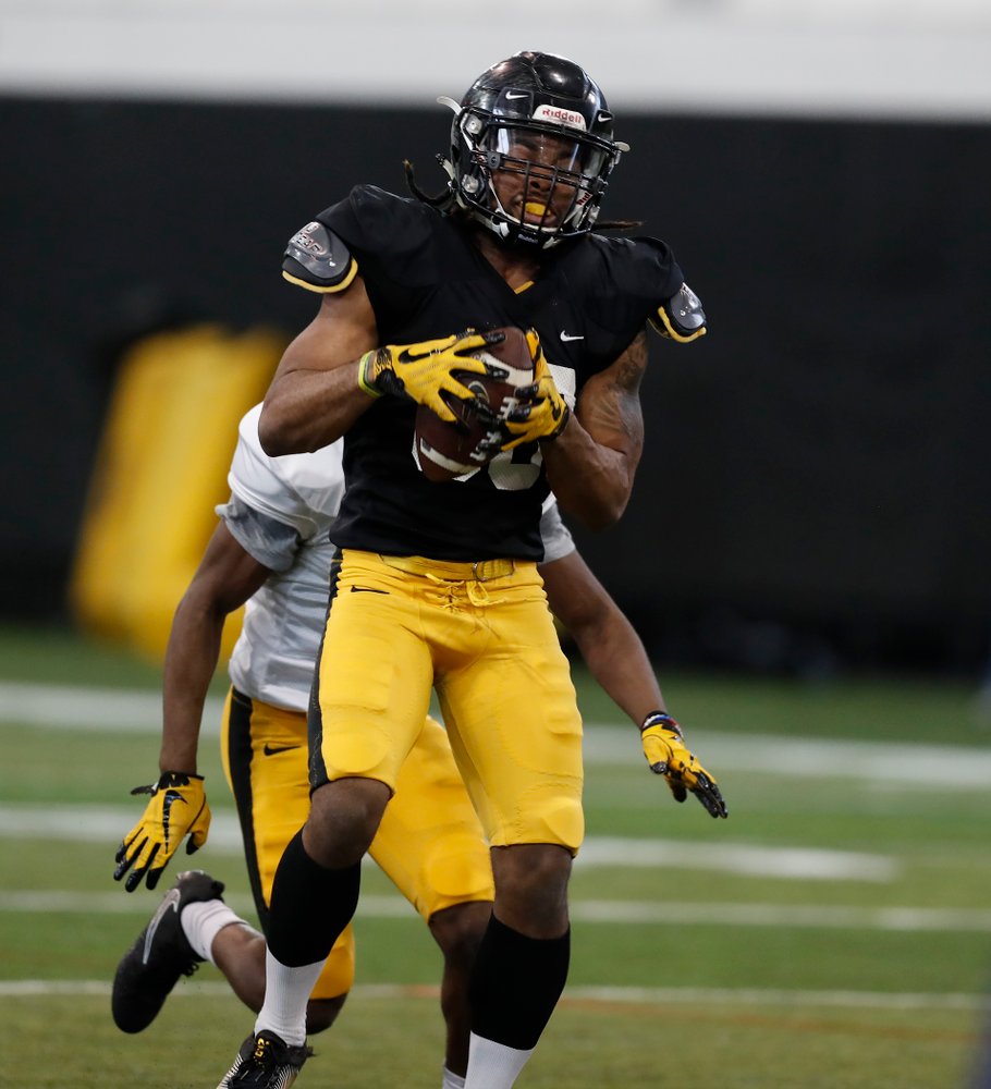 Iowa Hawkeyes wide receiver Devonte Young (80) during spring practice Saturday, March 31, 2018 at the Hansen Football Performance Center. (Brian Ray/hawkeyesports.com)