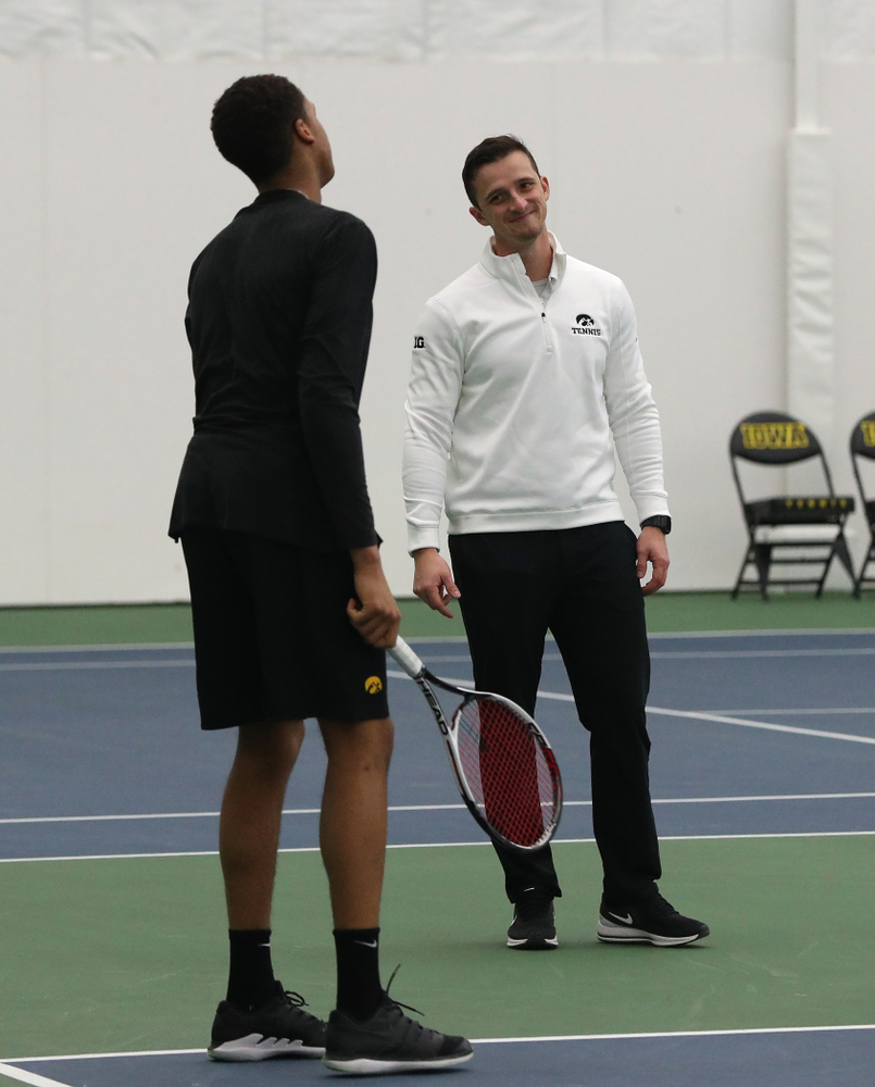 Iowa Hawkeyes assistant coach Joey Manilla against the Butler Bulldogs Sunday, January 27, 2019 at the Hawkeye Tennis and Recreation Complex. (Brian Ray/hawkeyesports.com)