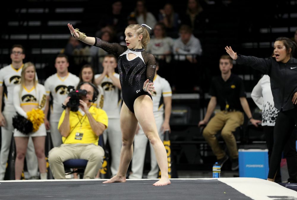 Iowa’s Lauren Guerin competes on the floor against Michigan State Saturday, February 1, 2020 at Carver-Hawkeye Arena. (Brian Ray/hawkeyesports.com)