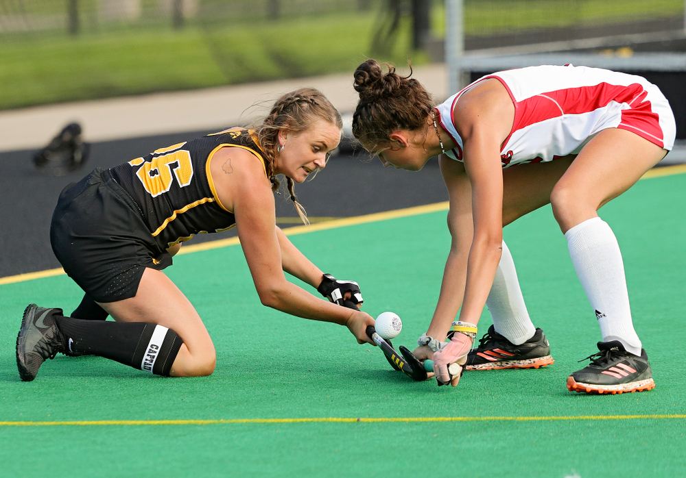 Iowa’s Maddy Murphy (26) tries to control the ball during the third quarter of their match at Grant Field in Iowa City on Friday, Oct 4, 2019. (Stephen Mally/hawkeyesports.com)