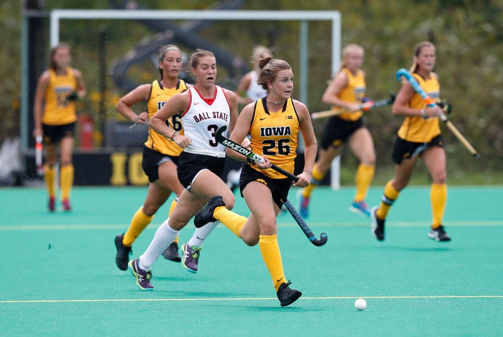 Iowa Hawkeyes Maddy Murphy (26) against Ball State Sunday, September 2, 2018 at Grant Field. (Brian Ray/hawkeyesports.com)
