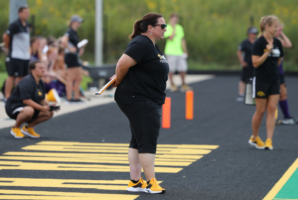 Iowa Hawkeyes head coach Lisa Cellucci during an exhibition game against Northwestern Saturday, August 24, 2019 at Grant Field. (Brian Ray/hawkeyesports.com)