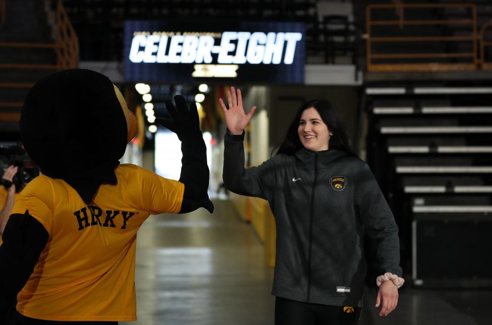 Iowa Hawkeyes forward Megan Gustafson (10) during the teamÕs Celebr-Eight event Wednesday, April 24, 2019 at Carver-Hawkeye Arena. (Brian Ray/hawkeyesports.com)