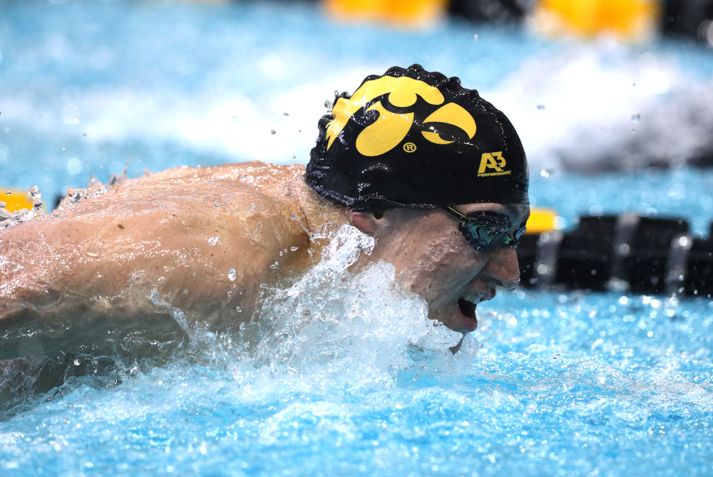 Iowa's Michael Tenney competes in the 200-yard butterfly during the 2019 Big Ten Men's Swimming and Diving Championships Saturday, March 2, 2019 at the Campus Wellness and Recreation Center. (Brian Ray/hawkeyesports.com)