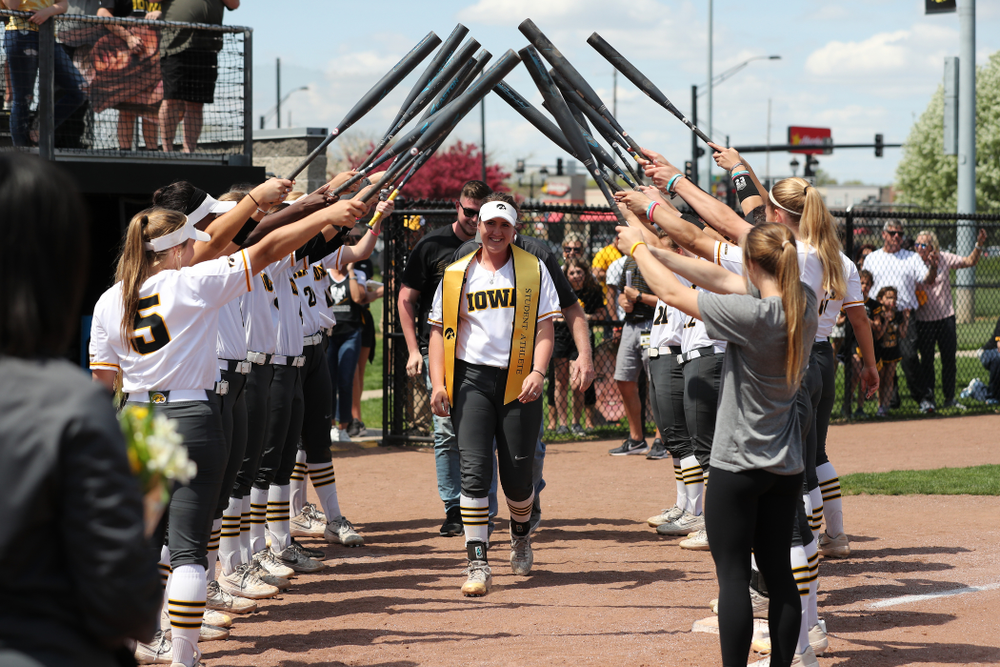 Iowa Hawkeyes Erin Riding (6) during senior day festivities following their game against the Ohio State Buckeyes Sunday, May 5, 2019 at Pearl Field. (Brian Ray/hawkeyesports.com)ic