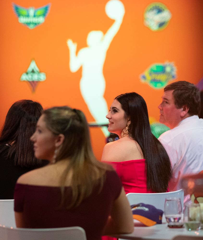 Iowa Hawkeyes forward Megan Gustafson (10) waits to be selected by the Dallas Wings in the second round of the 2019 WNBA Draft Wednesday, April 10, 2019 at Nike New York Headquarters in New York City. (Brian Ray/hawkeyesports.com)
