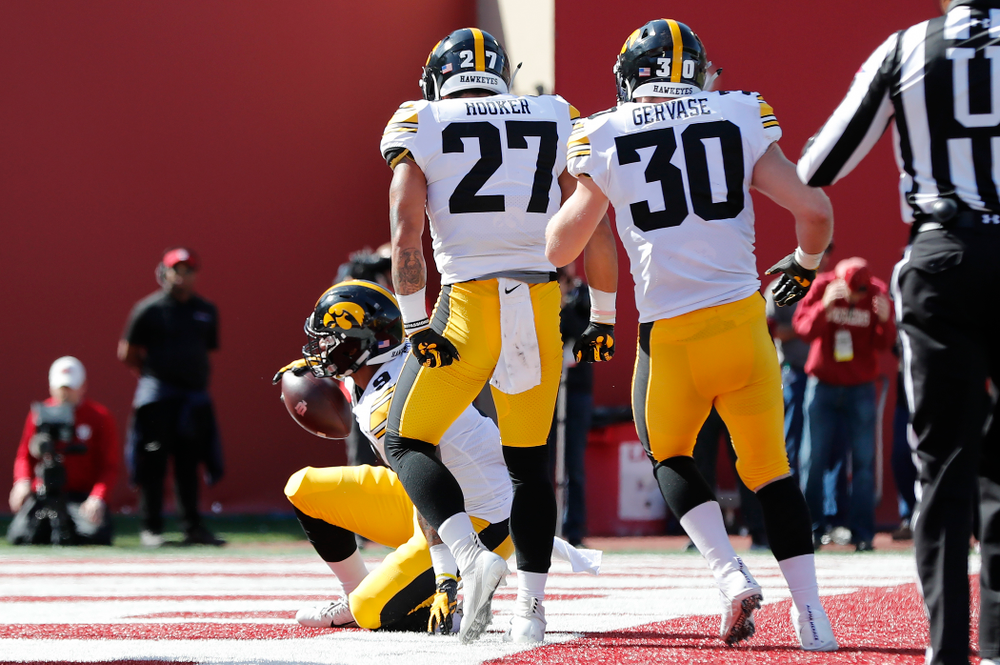 Iowa Hawkeyes defensive back Geno Stone (9) against the Indiana Hoosiers Saturday, October 13, 2018 at Memorial Stadium, in Bloomington, Ind. (Brian Ray/hawkeyesports.com)