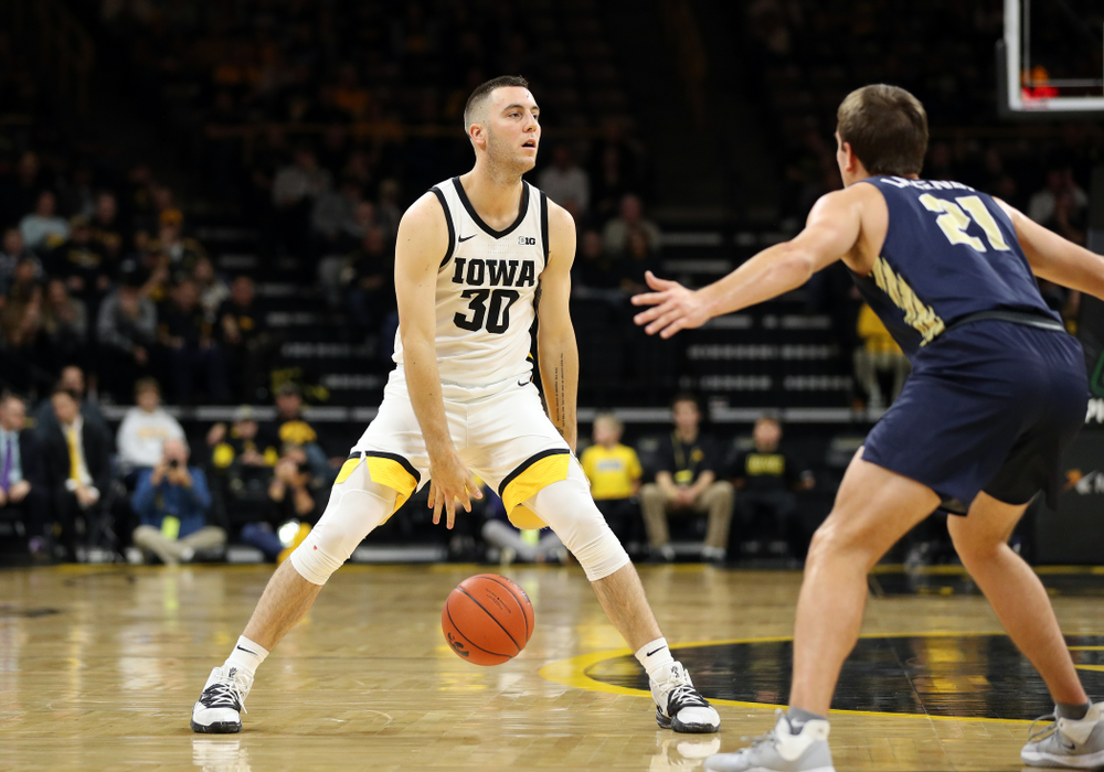 Iowa Hawkeyes guard Connor McCaffery (30) against Oral Roberts Friday, November 15, 2019 at Carver-Hawkeye Arena. (Brian Ray/hawkeyesports.com)