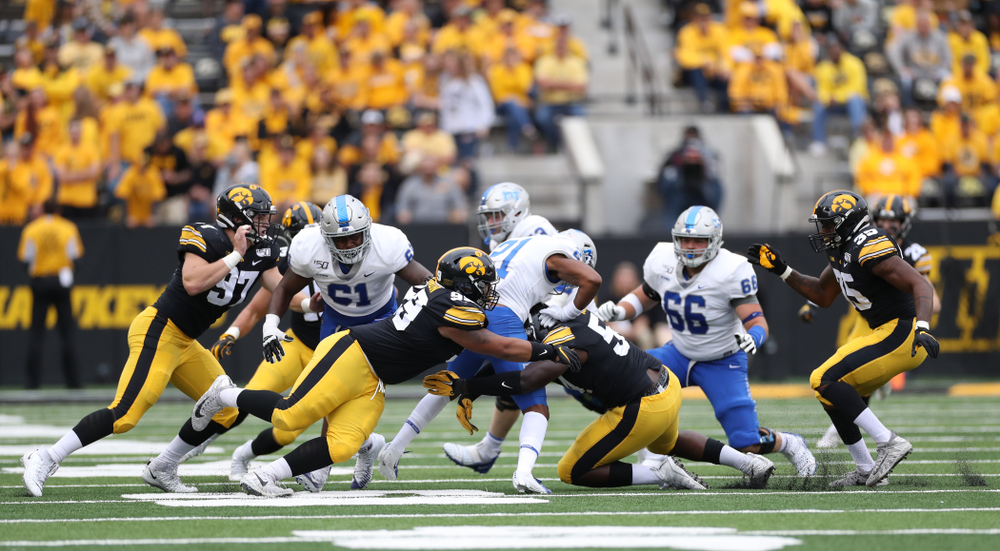 Iowa Hawkeyes defensive lineman Noah Shannon (99) against Middle Tennessee State Saturday, September 28, 2019 at Kinnick Stadium. (Max Allen/hawkeyesports.com)