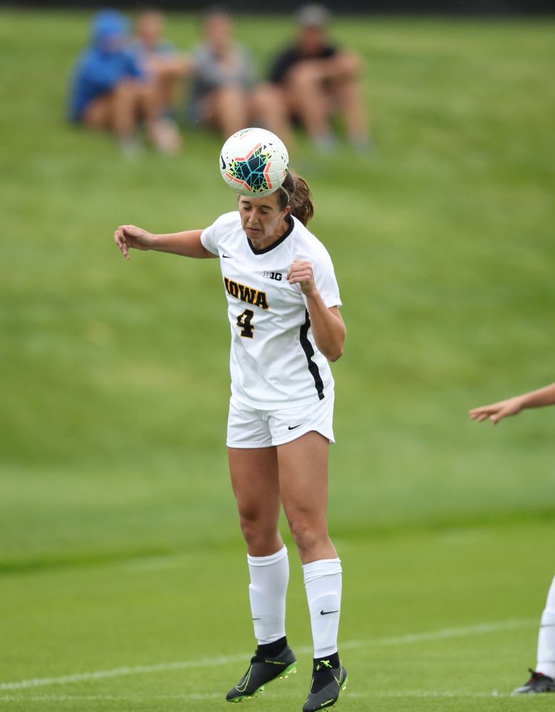 Iowa Hawkeyes forward Kaleigh Haus (4) during a 6-1 win over Northern Iowa Sunday, August 25, 2019 at the Iowa Soccer Complex. (Brian Ray/hawkeyesports.com)