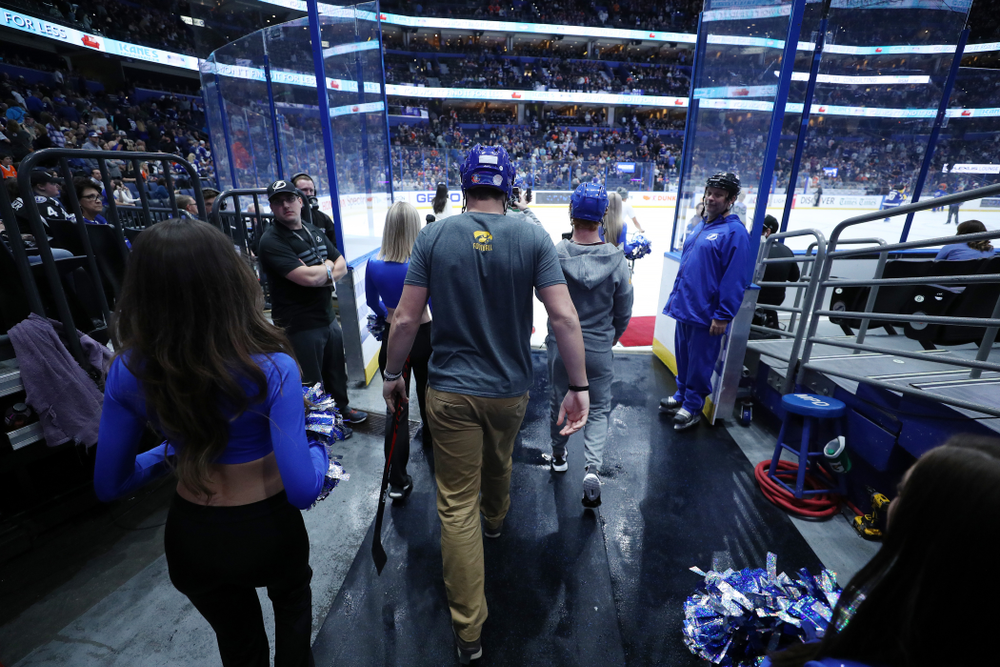 Iowa Hawkeyes quarterback Nate Stanley (4) during a contest against Mississippi State during the first intermission of the Tampa Bay Lightning game Thursday, December 27, 2018 at Amalie Arena. (Brian Ray/hawkeyesports.com)