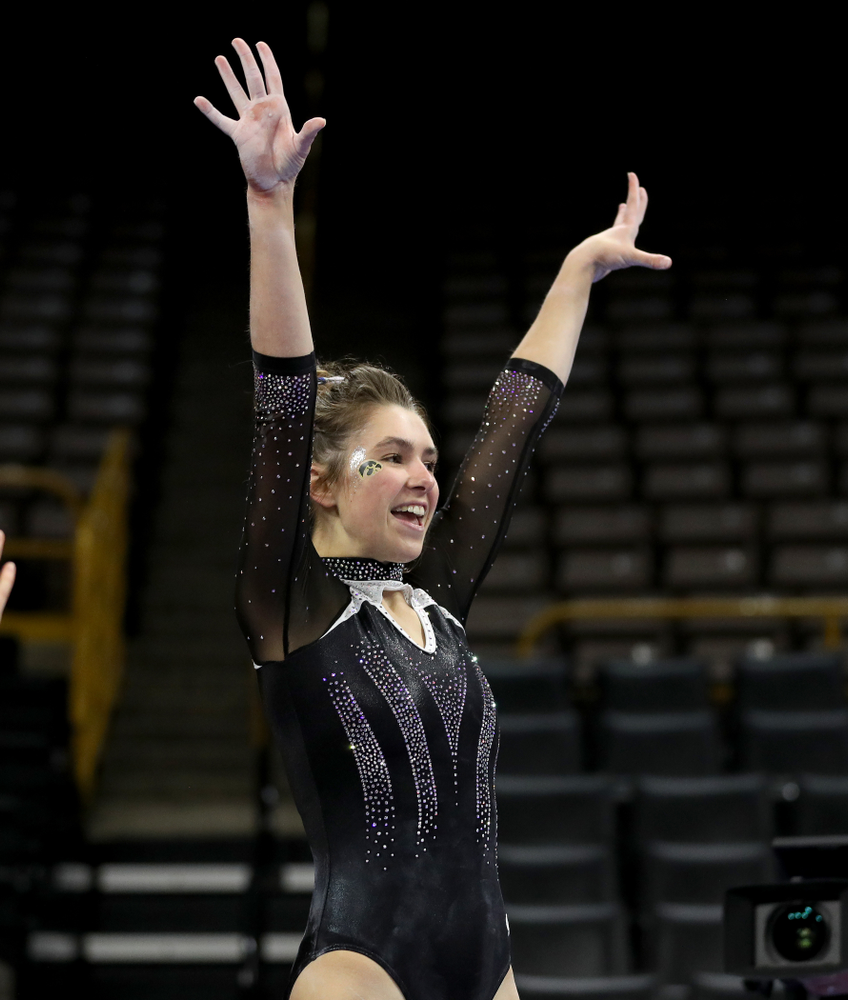 Iowa’s Bridget Killian competes on the beam against Michigan State Saturday, February 1, 2020 at Carver-Hawkeye Arena. (Brian Ray/hawkeyesports.com)