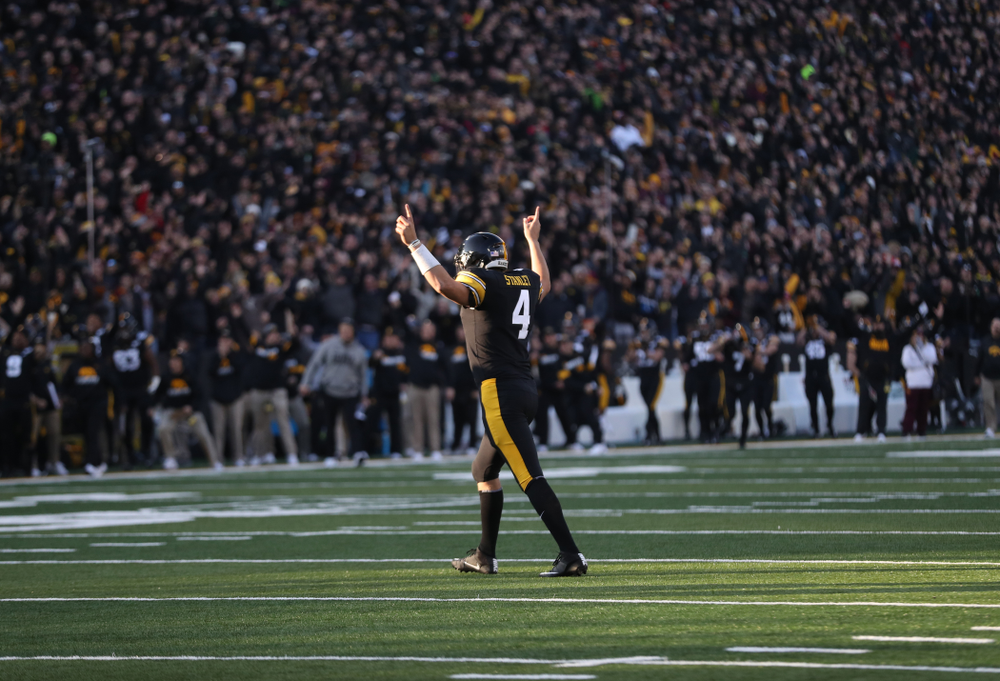 Iowa Hawkeyes quarterback Nate Stanley (4) against Minnesota Saturday, September 28, 2019 at Kinnick Stadium. (Max Allen/hawkeyesports.com)