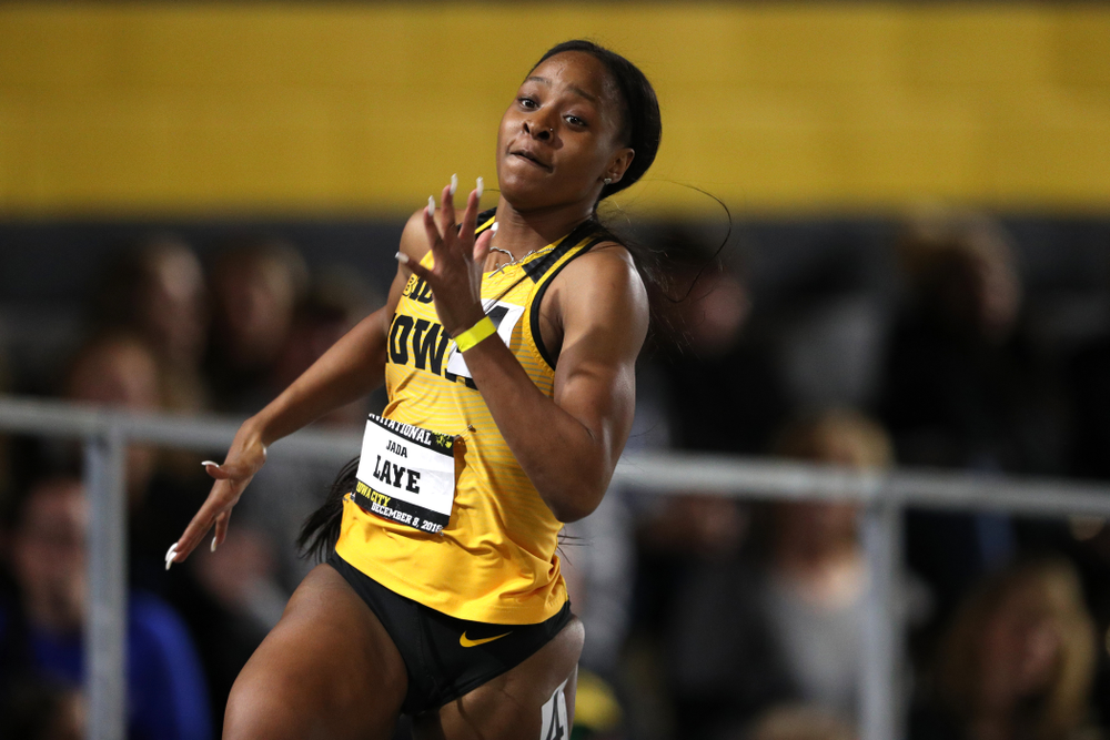 Iowa's Jada Laye runs the 300 meters during the Jimmy Grant Invitational Saturday, December 8, 2018 at the Recreation Building. (Brian Ray/hawkeyesports.com)