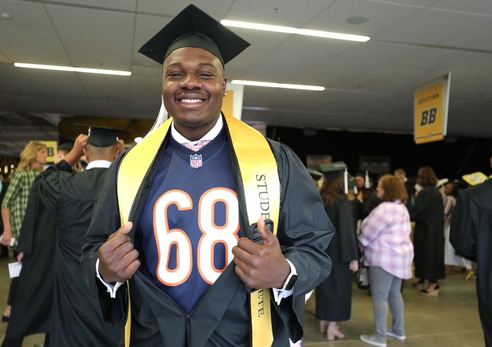 Hawkeye FootballÕs James Daniels during the College of Liberal Arts and Sciences spring commencement Saturday, May 11, 2019 at Carver-Hawkeye Arena. (Brian Ray/hawkeyesports.com)