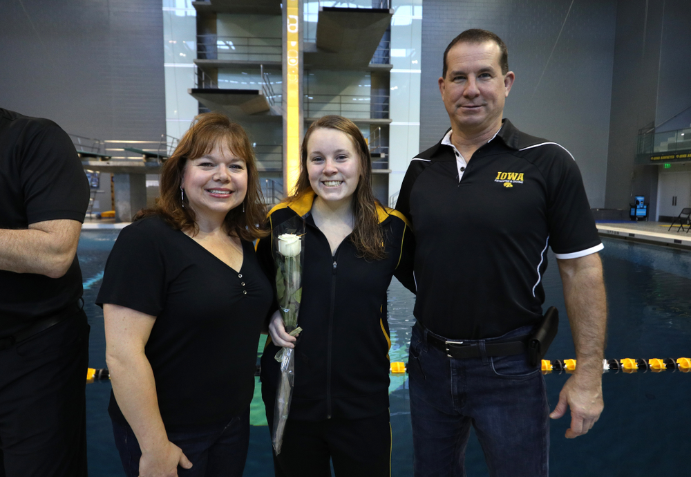 Katie McGovern is introduced during senior day before a double dual against Wisconsin and Northwestern Saturday, January 19, 2019 at the Campus Recreation and Wellness Center. (Brian Ray/hawkeyesports.com)