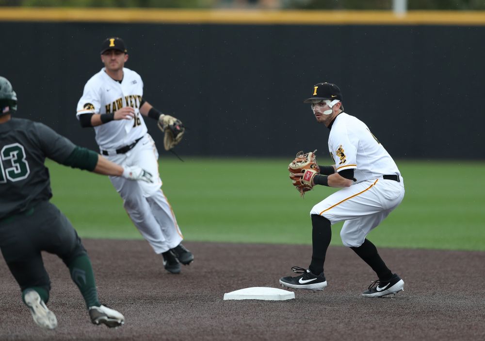 Iowa Hawkeyes infielder Mitchell Boe (4) against Michigan State Sunday, May 12, 2019 at Duane Banks Field. (Brian Ray/hawkeyesports.com)