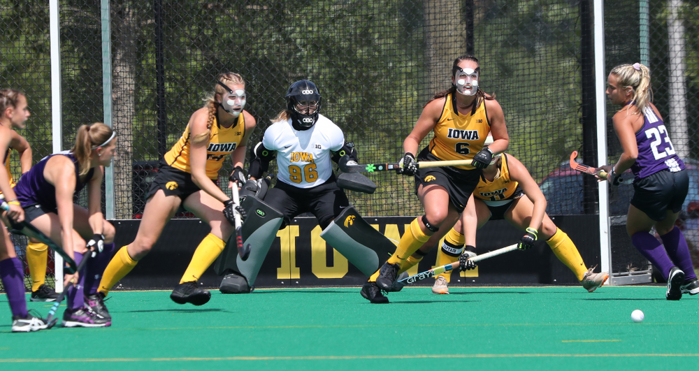 Iowa Hawkeyes goaltender Leslie Speight (96) during an exhibition game against Northwestern Saturday, August 24, 2019 at Grant Field. (Brian Ray/hawkeyesports.com)