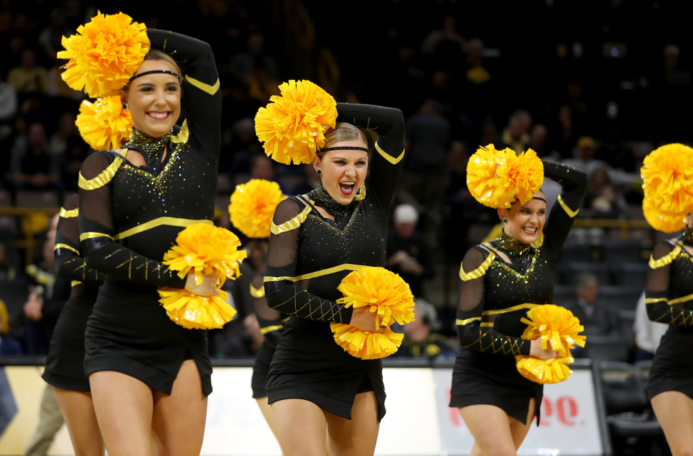 The Iowa Dance Team performs at halftime of the Iowa Hawkeyes game against the Maryland Terrapins Friday, January 10, 2020 at Carver-Hawkeye Arena. (Brian Ray/hawkeyesports.com)
