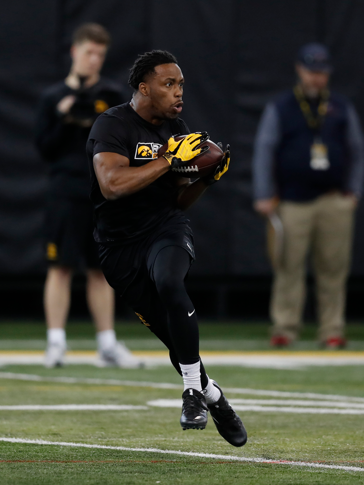 Iowa Hawkeyes running back Akrum Wadley (25) during the team's annual pro day Monday, March 26, 2018 at the Hansen Football Performance Center. (Brian Ray/hawkeyesports.com)