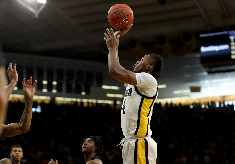 Iowa Hawkeyes guard Bakari Evelyn (4) against Penn State Saturday, February 29, 2020 at Carver-Hawkeye Arena. (Brian Ray/hawkeyesports.com)
