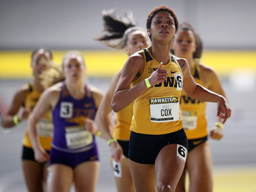 Iowa’s Mika Cox runs the women’s 600 meter run event during the Hawkeye Invitational at the Recreation Building in Iowa City on Saturday, January 11, 2020. (Stephen Mally/hawkeyesports.com)