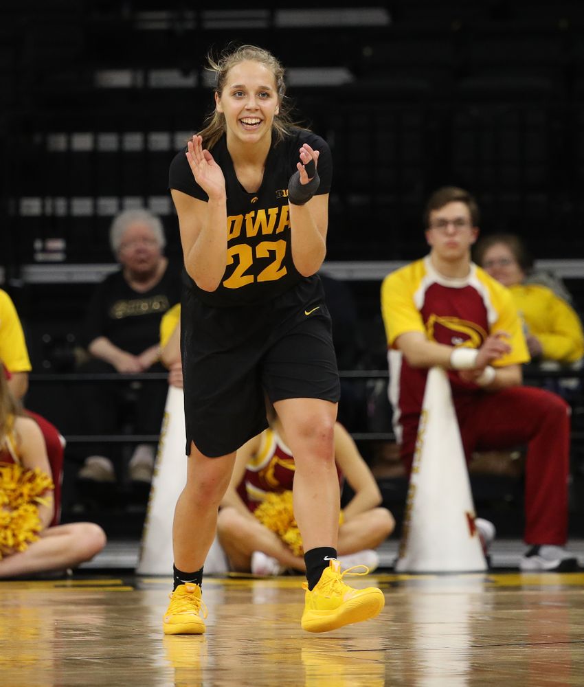 Iowa Hawkeyes guard Kathleen Doyle (22) against the Iowa State Cyclones in the Iowa Corn Cy-Hawk Series Wednesday, December 5, 2018 at Carver-Hawkeye Arena. (Brian Ray/hawkeyesports.com)