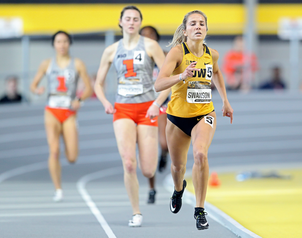 Iowa’s Addie Swanson runs the women’s 400 meter dash event during the Larry Wieczorek Invitational at the Recreation Building in Iowa City on Saturday, January 18, 2020. (Stephen Mally/hawkeyesports.com)