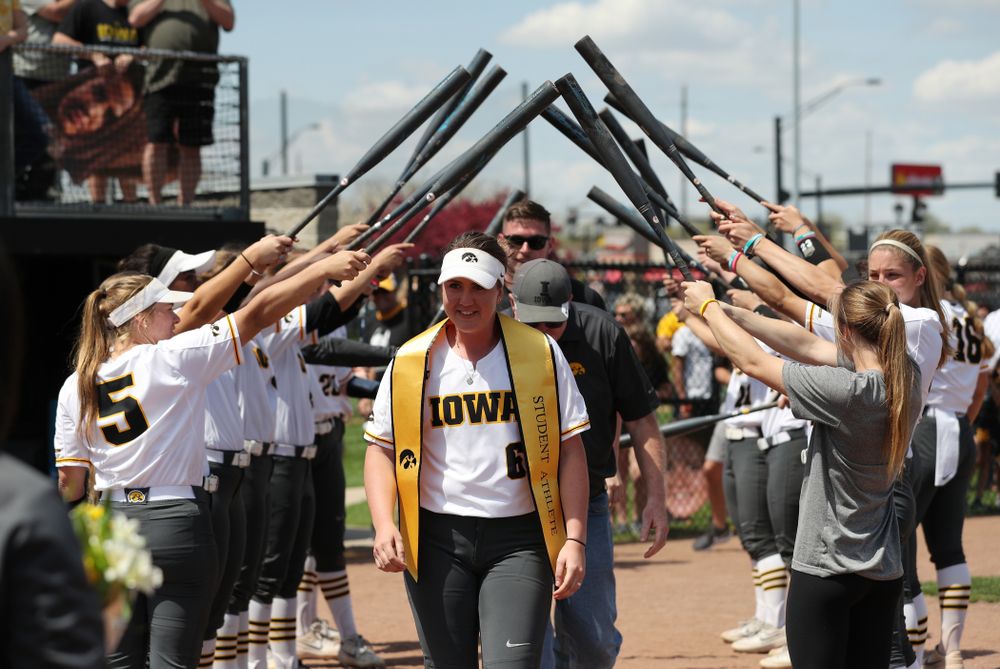 Iowa Hawkeyes Erin Riding (6) during senior day festivities following their game against the Ohio State Buckeyes Sunday, May 5, 2019 at Pearl Field. (Brian Ray/hawkeyesports.com)ic
