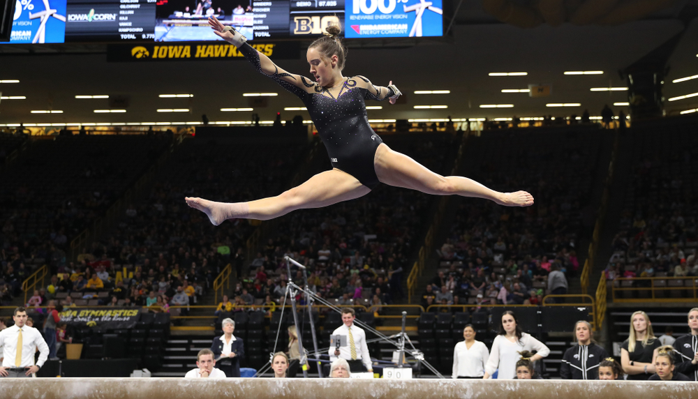 Iowa's Allie Gilchrist competes on the beam during their meet against Southeast Missouri State Friday, January 11, 2019 at Carver-Hawkeye Arena. (Brian Ray/hawkeyesports.com)