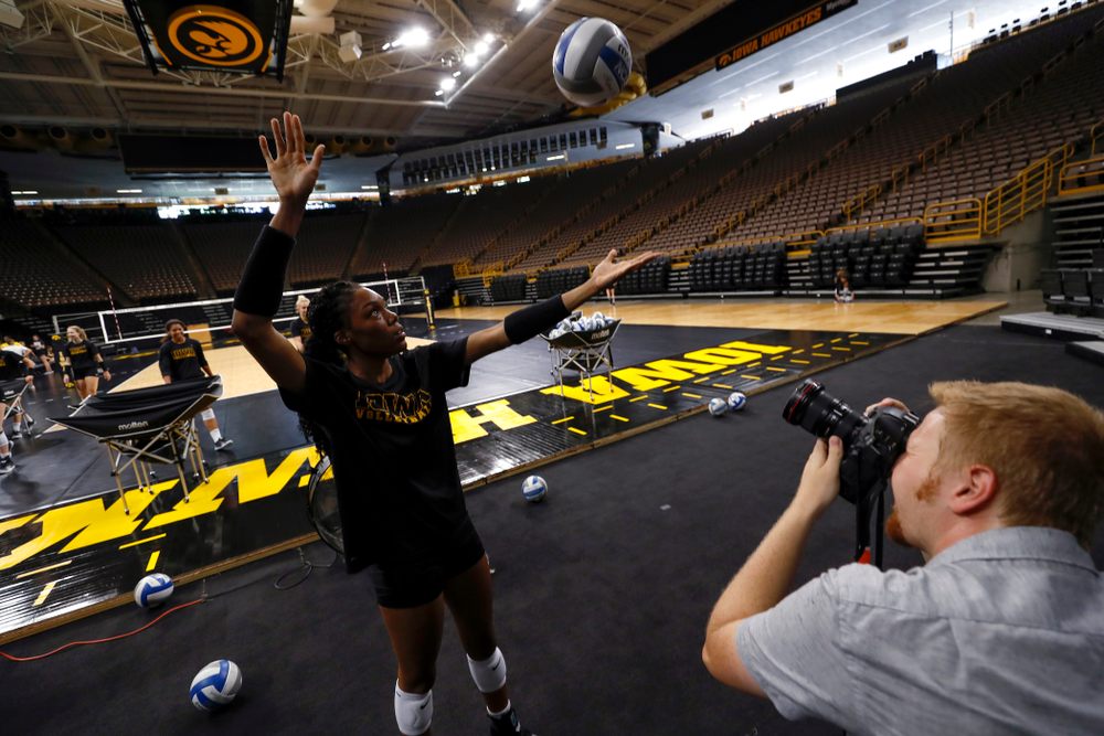 Iowa Hawkeyes outside hitter Taylor Louis (16) during the team's annual media day Friday, August 17, 2018 at Carver-Hawkye Arena. (Brian Ray/hawkeyesports.com)