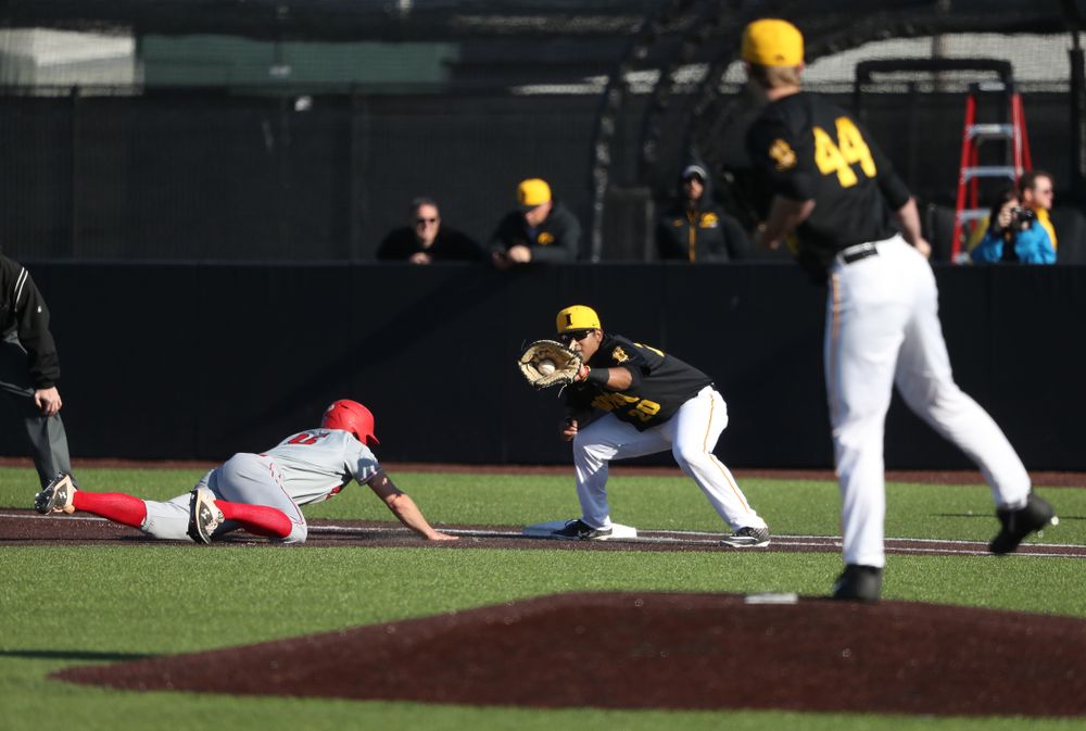 Iowa Hawkeyes Izaya Fullard (20) against the Bradley Braves Tuesday, March 26, 2019 at Duane Banks Field. (Brian Ray/hawkeyesports.com)