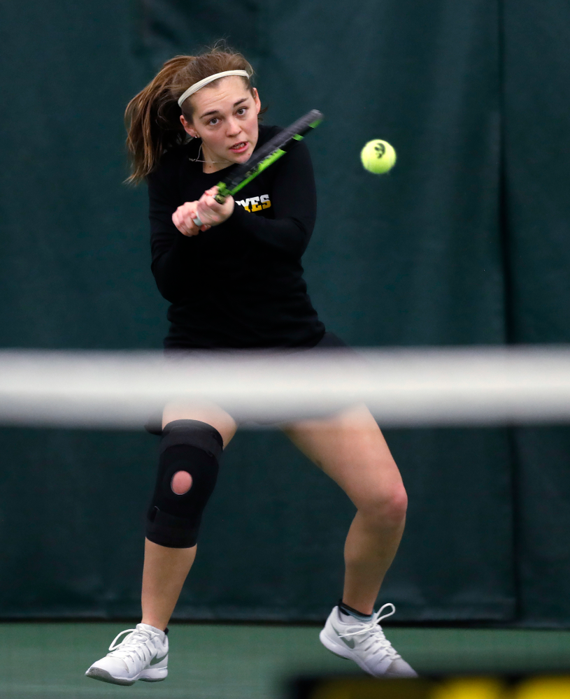 Zoe Douglas against Ohio State Sunday, March 25, 2018 at the Hawkeye Tennis and Recreation Center. (Brian Ray/hawkeyesports.com)