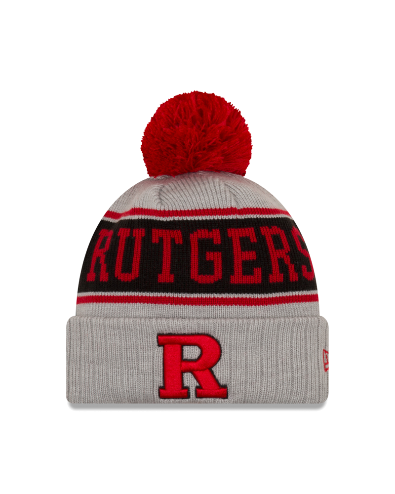 Rutgers Scarlet Knights New Era Striped Name Cuffed Knit Beanie Rutgers Apparel Rutgers University Gear Rutgers Merchandise Rutgers Clothing Official Rutgers Team Shop