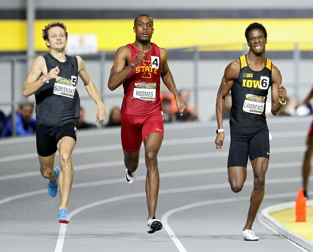 Iowa’s Wayne Lawrence Jr. runs the men’s 600 meter run premier event during the Larry Wieczorek Invitational at the Recreation Building in Iowa City on Friday, January 17, 2020. Lawrence Jr. set a school record with a time of 1:16.55. (Stephen Mally/hawkeyesports.com)