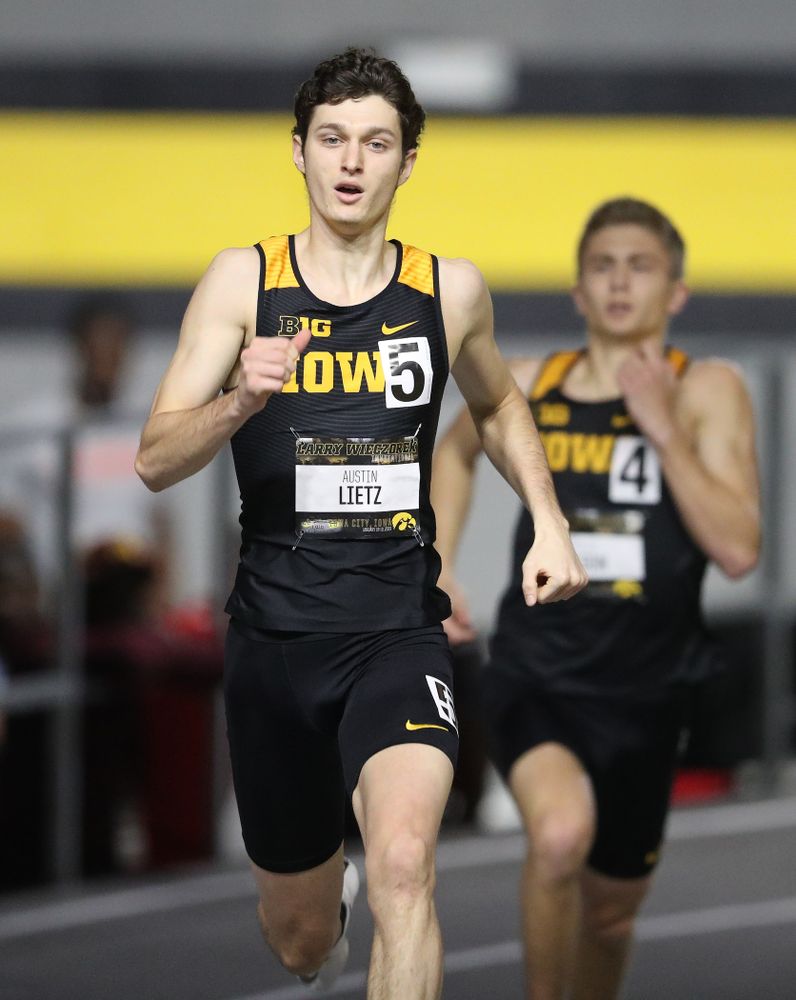 Iowa's Austin Lietz runs the 600 meter premier during the 2019 Larry Wieczorek Invitational Friday, January 18, 2019 at the Hawkeye Tennis and Recreation Center. (Brian Ray/hawkeyesports.com)