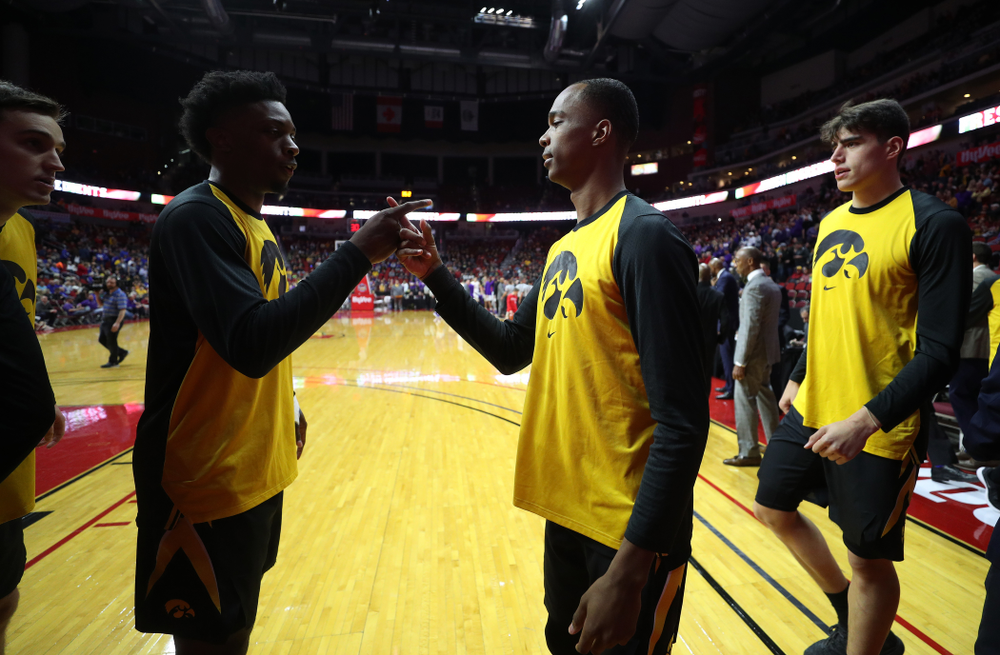Iowa Hawkeyes forward Tyler Cook (25) and guard Maishe Dailey (1) against the Northern Iowa Panthers in the Hy-Vee Classic Saturday, December 15, 2018 at Wells Fargo Arena in Des Moines. (Brian Ray/hawkeyesports.com)