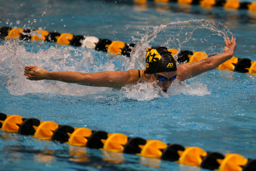 Iowa’s Meghan Hackett during Iowa swim and dive vs Minnesota on Saturday, October 26, 2019 at the Campus Wellness and Recreation Center. (Lily Smith/hawkeyesports.com)