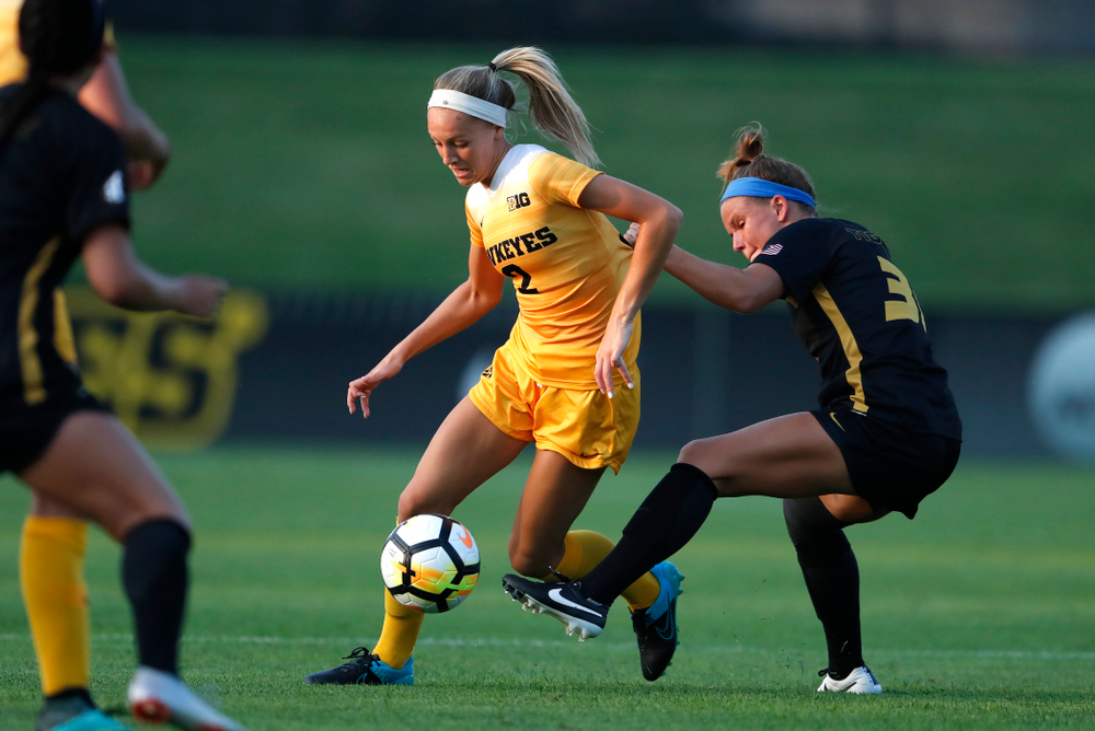 Iowa Hawkeyes Hailey Rydberg (2) against the Missouri Tigers Friday, August 17, 2018 at the Iowa Soccer Complex. (Brian Ray/hawkeyesports.com)