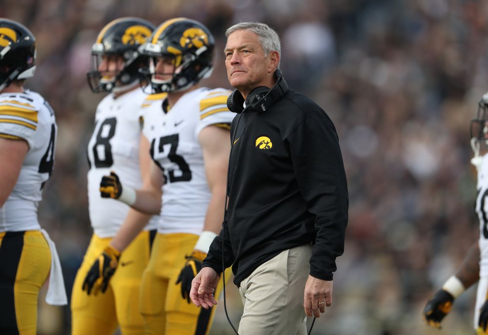 Iowa Hawkeyes head coach Kirk Ferentz against the Purdue Boilermakers Saturday, November 3, 2018 Ross Ade Stadium in West Lafayette, Ind. (Brian Ray/hawkeyesports.com)