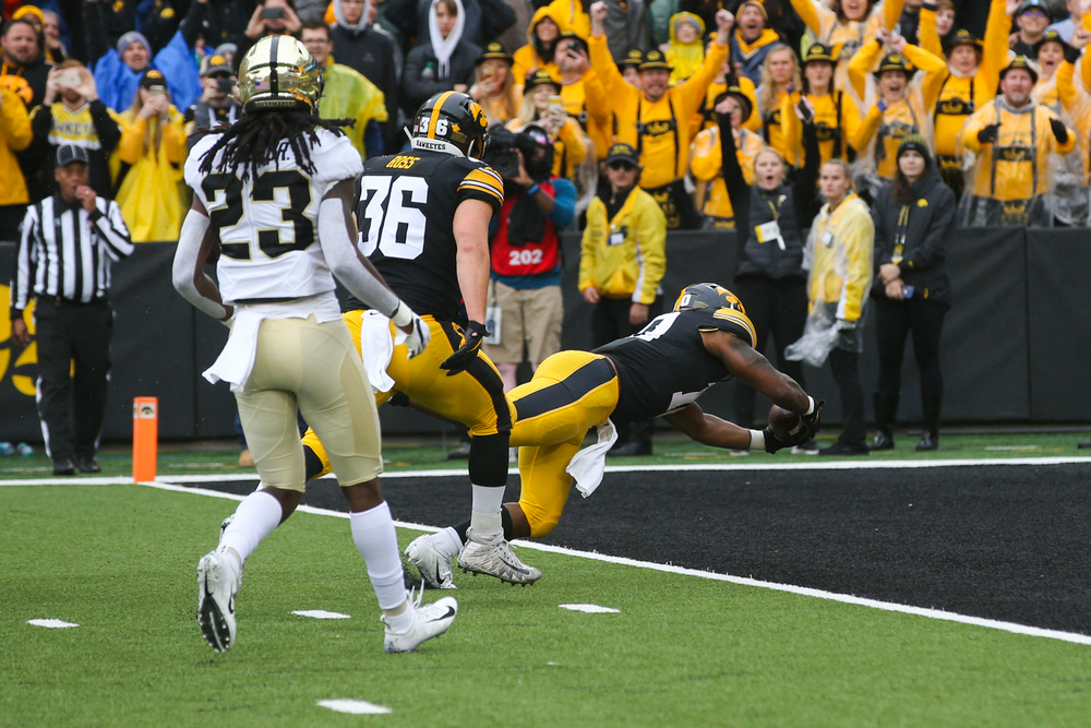 Iowa Hawkeyes running back Mekhi Sargent (10) during Iowa football vs Purdue on Saturday, October 19, 2019 at Kinnick Stadium. (Lily Smith/hawkeyesports.com)